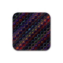 Dark Multicolored Mosaic Pattern Rubber Square Coaster (4 Pack)  by dflcprintsclothing