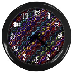 Dark Multicolored Mosaic Pattern Wall Clock (black) by dflcprintsclothing