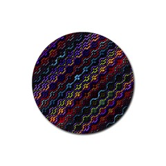 Dark Multicolored Mosaic Pattern Rubber Coaster (round)  by dflcprintsclothing