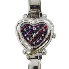 Dark Multicolored Mosaic Pattern Heart Italian Charm Watch by dflcprintsclothing