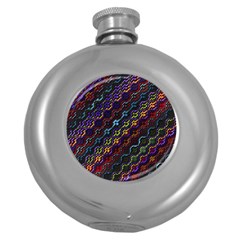 Dark Multicolored Mosaic Pattern Round Hip Flask (5 Oz)