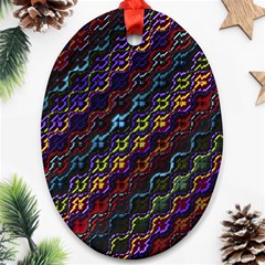 Dark Multicolored Mosaic Pattern Oval Ornament (two Sides) by dflcprintsclothing