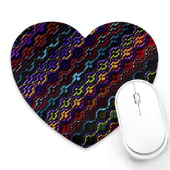 Dark Multicolored Mosaic Pattern Heart Mousepads by dflcprintsclothing