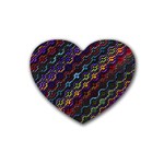 Dark Multicolored Mosaic Pattern Rubber Coaster (Heart)  Front