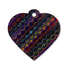 Dark Multicolored Mosaic Pattern Dog Tag Heart (one Side)