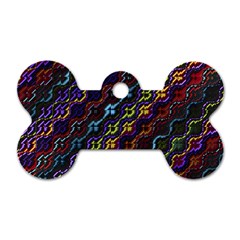 Dark Multicolored Mosaic Pattern Dog Tag Bone (one Side) by dflcprintsclothing