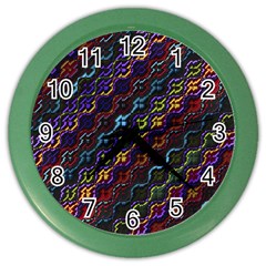 Dark Multicolored Mosaic Pattern Color Wall Clock by dflcprintsclothing