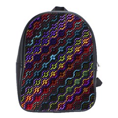 Dark Multicolored Mosaic Pattern School Bag (large) by dflcprintsclothing