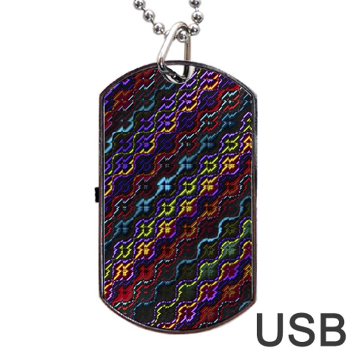 Dark Multicolored Mosaic Pattern Dog Tag USB Flash (Two Sides)