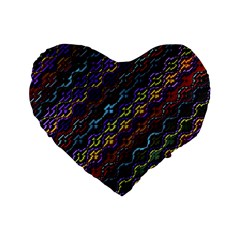 Dark Multicolored Mosaic Pattern Standard 16  Premium Heart Shape Cushions by dflcprintsclothing