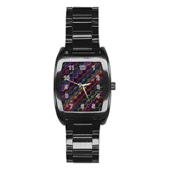 Dark Multicolored Mosaic Pattern Stainless Steel Barrel Watch by dflcprintsclothing