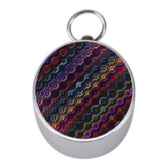 Dark Multicolored Mosaic Pattern Mini Silver Compasses by dflcprintsclothing