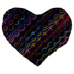 Dark Multicolored Mosaic Pattern Large 19  Premium Flano Heart Shape Cushions