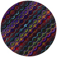 Dark Multicolored Mosaic Pattern Wooden Puzzle Round