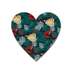 Tropical Autumn Leaves Heart Magnet by tmsartbazaar