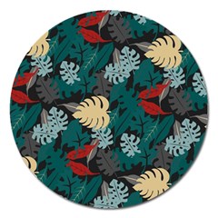 Tropical Autumn Leaves Magnet 5  (round) by tmsartbazaar