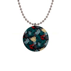 Tropical Autumn Leaves 1  Button Necklace by tmsartbazaar