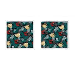 Tropical Autumn Leaves Cufflinks (square) by tmsartbazaar