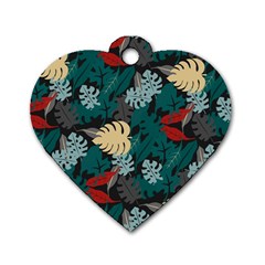 Tropical Autumn Leaves Dog Tag Heart (one Side) by tmsartbazaar