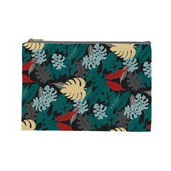 Tropical Autumn Leaves Cosmetic Bag (large) by tmsartbazaar