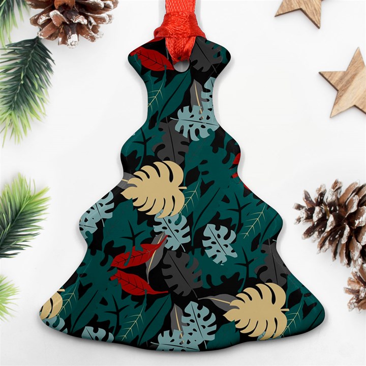 Tropical Autumn Leaves Christmas Tree Ornament (Two Sides)