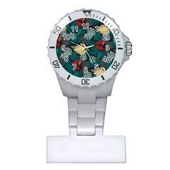 Tropical Autumn Leaves Plastic Nurses Watch by tmsartbazaar