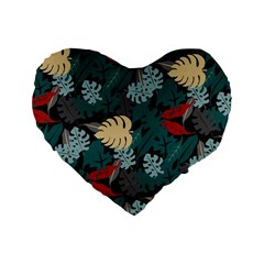 Tropical Autumn Leaves Standard 16  Premium Flano Heart Shape Cushions by tmsartbazaar