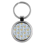 Blue Florals Key Chain (Round) Front