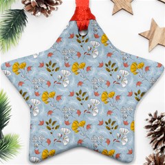 Blue Florals Star Ornament (two Sides) by designsbymallika