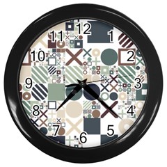 Mosaic Print Wall Clock (Black)