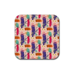 Minimal Floral Art Rubber Coaster (square)  by designsbymallika