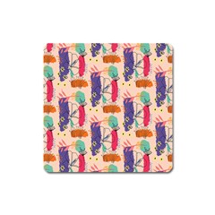 Minimal Floral Art Square Magnet by designsbymallika