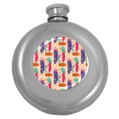 Minimal Floral Art Round Hip Flask (5 Oz) by designsbymallika