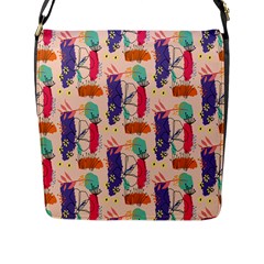 Minimal Floral Art Flap Closure Messenger Bag (l) by designsbymallika