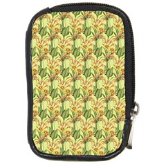 Green Pastel Pattern Compact Camera Leather Case by designsbymallika