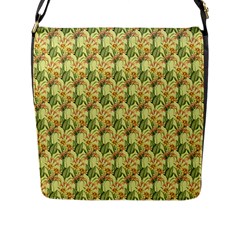 Green Pastel Pattern Flap Closure Messenger Bag (l) by designsbymallika