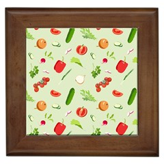 Seamless Pattern With Vegetables  Delicious Vegetables Framed Tile by SychEva