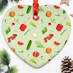 Seamless Pattern With Vegetables  Delicious Vegetables Ornament (heart) by SychEva