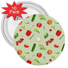 Seamless Pattern With Vegetables  Delicious Vegetables 3  Buttons (10 Pack)  by SychEva