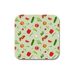 Seamless Pattern With Vegetables  Delicious Vegetables Rubber Square Coaster (4 Pack)  by SychEva