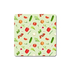 Seamless Pattern With Vegetables  Delicious Vegetables Square Magnet by SychEva