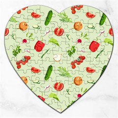 Seamless Pattern With Vegetables  Delicious Vegetables Jigsaw Puzzle (heart) by SychEva