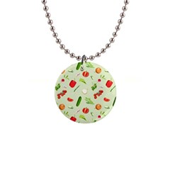 Seamless Pattern With Vegetables  Delicious Vegetables 1  Button Necklace by SychEva