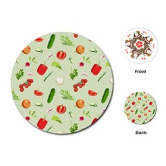 Seamless Pattern With Vegetables  Delicious Vegetables Playing Cards Single Design (round) by SychEva