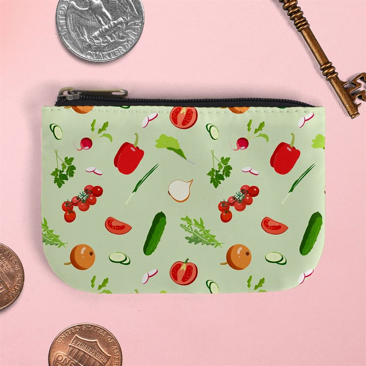 Seamless Pattern With Vegetables  Delicious Vegetables Mini Coin Purse