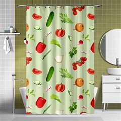 Seamless Pattern With Vegetables  Delicious Vegetables Shower Curtain 48  X 72  (small)  by SychEva