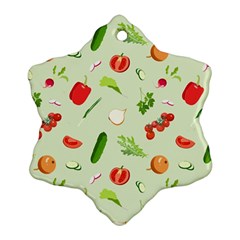 Seamless Pattern With Vegetables  Delicious Vegetables Snowflake Ornament (two Sides) by SychEva