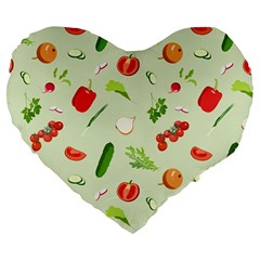 Seamless Pattern With Vegetables  Delicious Vegetables Large 19  Premium Heart Shape Cushions by SychEva