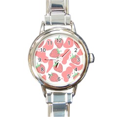 Strawberry Cow Pet Round Italian Charm Watch by Magicworlddreamarts1