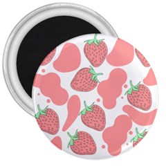 Strawberry Cow Pet 3  Magnets by Magicworlddreamarts1